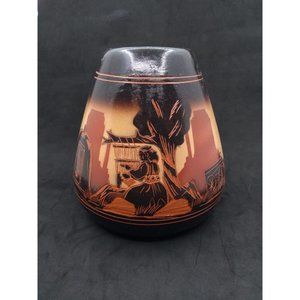 '06  'Navajo Story Teller' Native American (Diné) Frank Little Etched Vase READ